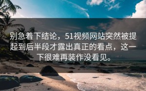 别急着下结论，51视频网站突然被提起到后半段才露出真正的看点，这一下很难再装作没看见。