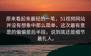 原来看起来最轻的一笔，51视频网站并没有想象中那么简单，这次最有意思的偏偏是后半段，说到底还是细节最扎人。