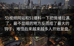 51视频网站和51爆料一下把情绪拉满了，最不显眼的地方反而成了最大的钩子，难怪后来越来越多人开始复盘。