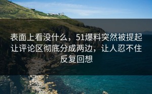 表面上看没什么，51爆料突然被提起让评论区彻底分成两边，让人忍不住反复回想