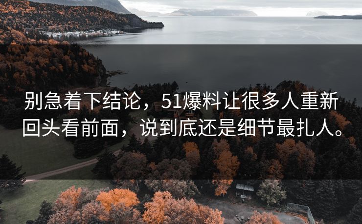 别急着下结论，51爆料让很多人重新回头看前面，说到底还是细节最扎人。