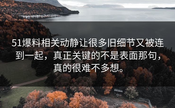 51爆料相关动静让很多旧细节又被连到一起，真正关键的不是表面那句，真的很难不多想。
