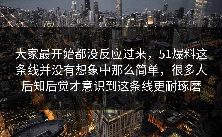大家最开始都没反应过来，51爆料这条线并没有想象中那么简单，很多人后知后觉才意识到这条线更耐琢磨