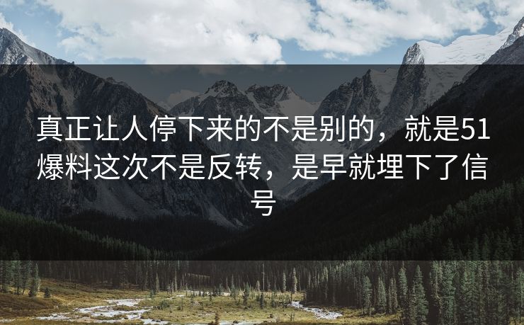 真正让人停下来的不是别的,就是51爆料这次不是反转,是早就埋下了信号 真正让人停下来的不是别的,就是51爆料这次不是反转,是早就埋下了信号
